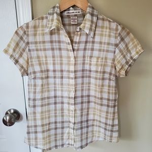 Abercrombie womens plaid tartan short sleeve button down shirt
